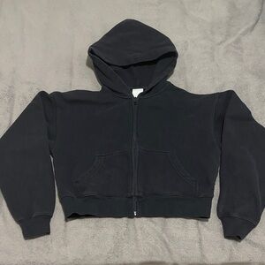 TNA Boyfriend Black Zip-Up waist length Hoodie